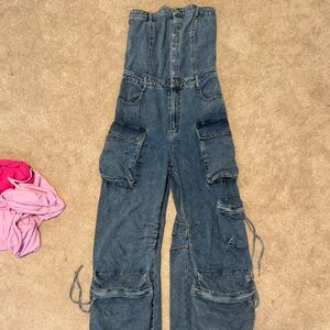 Steve Madden cargo denim jumpsuit